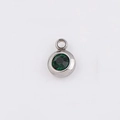 Minimalist silver steel pendant with a round dark green birthstone for DIY jewelry - Dark Green