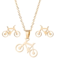 Parure de bijoux vélo dorée minimaliste avec collier à chaîne en O et boucles d'oreilles - Doré