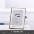 Nordic 6-inch gold geometric metal photo frame with double-sided glass and stand - 6-inch Bracket Gold