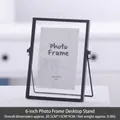 Modern black geometric metal picture frame with 6-inch rotating glass panel for desk display - 6-inch Bracket Black