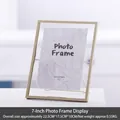 Minimalist 7-inch golden metal photo frame with geometric stand and transparent glass panels - 7-inch Cat Bracket Gold