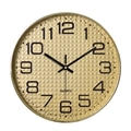 12-inch silent golden wall clock with 3D embossed square texture and black Arabic numerals - Gold Plating