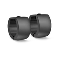 Minimalist matte black stainless steel hoop earrings with smooth circular geometric design - Black