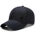 Dunkelblaue Herren-Baseballkappe mit Karomuster und metallischem RZG-Logo-Abzeichen - Verstellbar / Marineblau