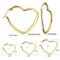 Detailed size chart for gold heart hoop earrings in three sizes with material specs - Heart Gold 25mm