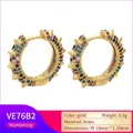 Dettaglio orecchini a cerchio in ottone dorato 18x20mm con pietre colorate incastonate - Oro Strass Colorato (VE76B2)