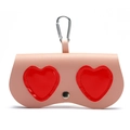 Étui à lunettes portable en cuir PU rose clair avec cœurs rouges et boucle en métal - Rose avec cœurs rouges