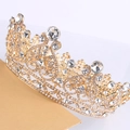 Corona da sposa barocca in oro con scintillanti cristalli bianchi da sposa - Oro/Strass Bianco