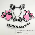 Four-piece zebra costume set including headband, bowtie, tail, and paw gloves - Foam Zebra 3pcs Set with Paw Gloves