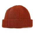 Detail of caramel ribbed knit beanie showing thick texture and warm woolen fibers - M(56-58cm) / Caramel color