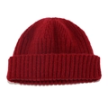 Macro shot of red knit beanie texture featuring thick ribbed weave and wide cuff detail - M(56-58cm) / Burgundy