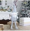 Dettaglio dello gnomo di Natale a strisce grigie e bianche con gambe lunghe - Grigio