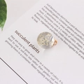Transparent glass globe pendant with dried flowers and golden leaf for DIY jewelry - Beige