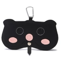 Étui à lunettes portable en cuir synthétique noir motif ours avec mousqueton argenté - Petit Cochon Noir