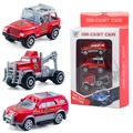 Set of 3 alloy fire rescue toy vehicles with pull back action and display packaging - Fire Truck Set (K143A16)
