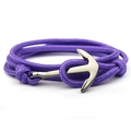 Macro di bracciale in nylon intrecciato viola con chiusura ad ancora in metallo scuro - Viola