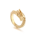 Anello drago vintage in acciaio inossidabile dorato con trama a scaglie e testa realistica - Taglia 7 / Oro(KR53285-K)