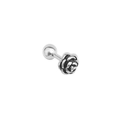 Silver stainless steel rose stud earring with a minimalist floral design on white background - Rose Shape / Silver