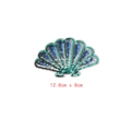 Detailed view of 12.8x8cm blue and silver shell-shaped sequin mermaid embroidery patch - GZ-2434 Blue Shell