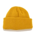 Gorro de punto amarillo mostaza clásico con dobladillo y textura acanalada vertical - M (56-58cm) / Amarillo