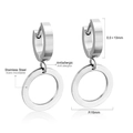 Polished silver stainless steel hoop earrings with round charms and antiallergic finish - Silver Geometric Hoop Earrings