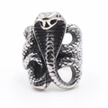 Anello vintage a serpente cobra in acciaio inossidabile ossidato con trama a squame - US 8 / Color Acciaio