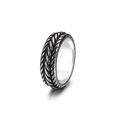 Anillo de acero inoxidable para hombre estilo punk con relieve de cadena trenzada - US 7 / Color Acero