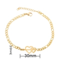 Bracciale Cupido dorato con ciondolo a cuore, catena Figaro e misura regolabile - Oro-Doppio Cuore Freccia