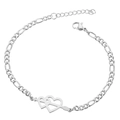 Detail view of the silver Figaro chain bracelet with heart and arrow charm and clasp - Heart with Arrow / Steel