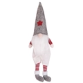 Gnomo di Natale di peluche con cappello grigio a stella rossa e barba bianca lunga - Cappello grigio con barba