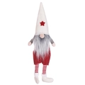Gnomo natalizio con cappello bianco a stella e gambe a righe rosse per decoro festivo - Cappello bianco con barba