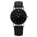 Orologio da uomo minimalista con quadrante nero, cassa argentata e cinturino in pelle - Quadrante Nero Cinturino Nero