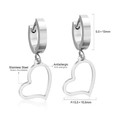Orecchini a cuore in acciaio inossidabile ipoallergenico argento lucido - Orecchini a Cuore Argento