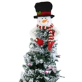 Puntale per albero di Natale a pupazzo di neve con cappello nero e sciarpa a righe - Pupazzo di neve / Piccolo