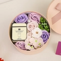 Soap rose flower gift box with scented candle in purple and pink variant - 16.2cm*16.2cm*8.2cm / Purple