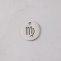 Macro shot of 12mm silver stainless steel Virgo zodiac round pendant for DIY jewelry - Virgo / With Hanging Ring / Gold