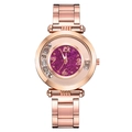 Women's rose gold watch with purple glitter dial and floating rhinestones - Purple