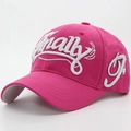 Rose pink cotton baseball cap featuring 3D white finally embroidery with a curved brim - Rose Red