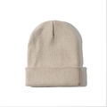 Klassieke gebreide muts in beige havermoutkleur met een stijlvolle omgeslagen rand - Eén maat / Beige