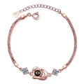 Rose gold S925 sterling silver heart projection bracelet with zircons on white background - Rose Gold