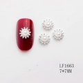 Breloques à ongles tournesol en alliage argenté avec perle blanche, modèle LF1663, 7x7mm - Fleur de Soleil Argentée Perle (LF1663) / 7*7mm