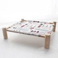 Wooden pet hammock bed with white Paris themed canvas cover for small dogs and cats - British Style