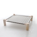 Elevated pet hammock featuring a wooden frame and grey plaid canvas fabric bed - Grey Plaid