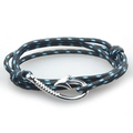 Bracciale intrecciato stile nautico con chiusura ad ancora a forma di amo argento - Blu nero