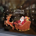 Pegatina navideña de doble cara con Papá Noel en trineo y reno para ventanas y cristal - Papá Noel Con Trineo Alegre (XL895)