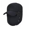 Colbacco invernale nero da uomo con maschera integrata e calda fodera in ecopelliccia - Taglia unica / Blu Notte