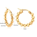 Detailed size view of 22x23mm gold-plated stainless steel beaded hoop earrings - Ea525701g