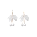 Boucles d'oreilles élégantes en pétales de nacre blanche avec perles et crochets dorés - 6#E E1929 - Crochet Pétale Perle