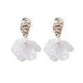 Detailed view of white petal earrings with pearls and hammered gold textures - 11# Style H-White Petal Gold Chain-S925 Silver Needle