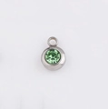 6.5mm stainless steel lucky birthstone charm with round green crystal pendant - Light Green